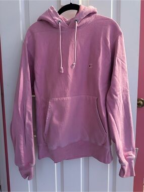 Champion Pink Crewneck Hoodie with Kangaroo Pocket
